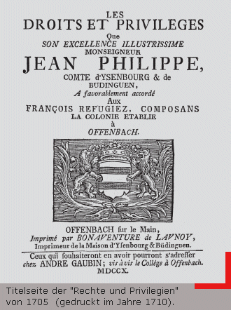 Titelseite der „Rechte und Privilegien“ von 1705